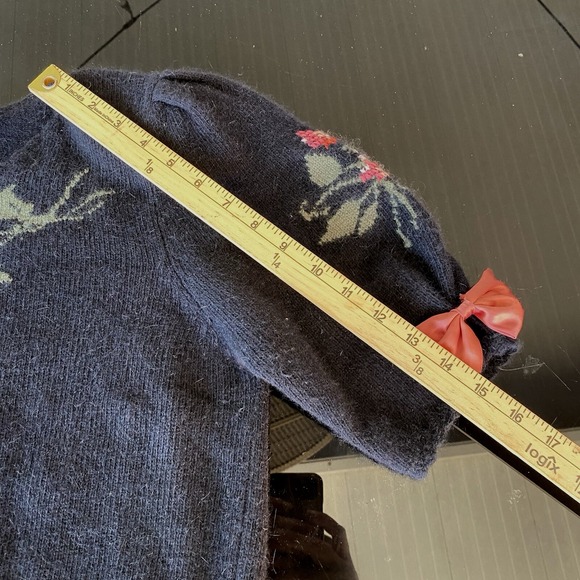 Susan Bristol‎ Angora Lambswool Sweater Hand Embroidered Stawberry Puff Sleeves - Picture 12 of 16